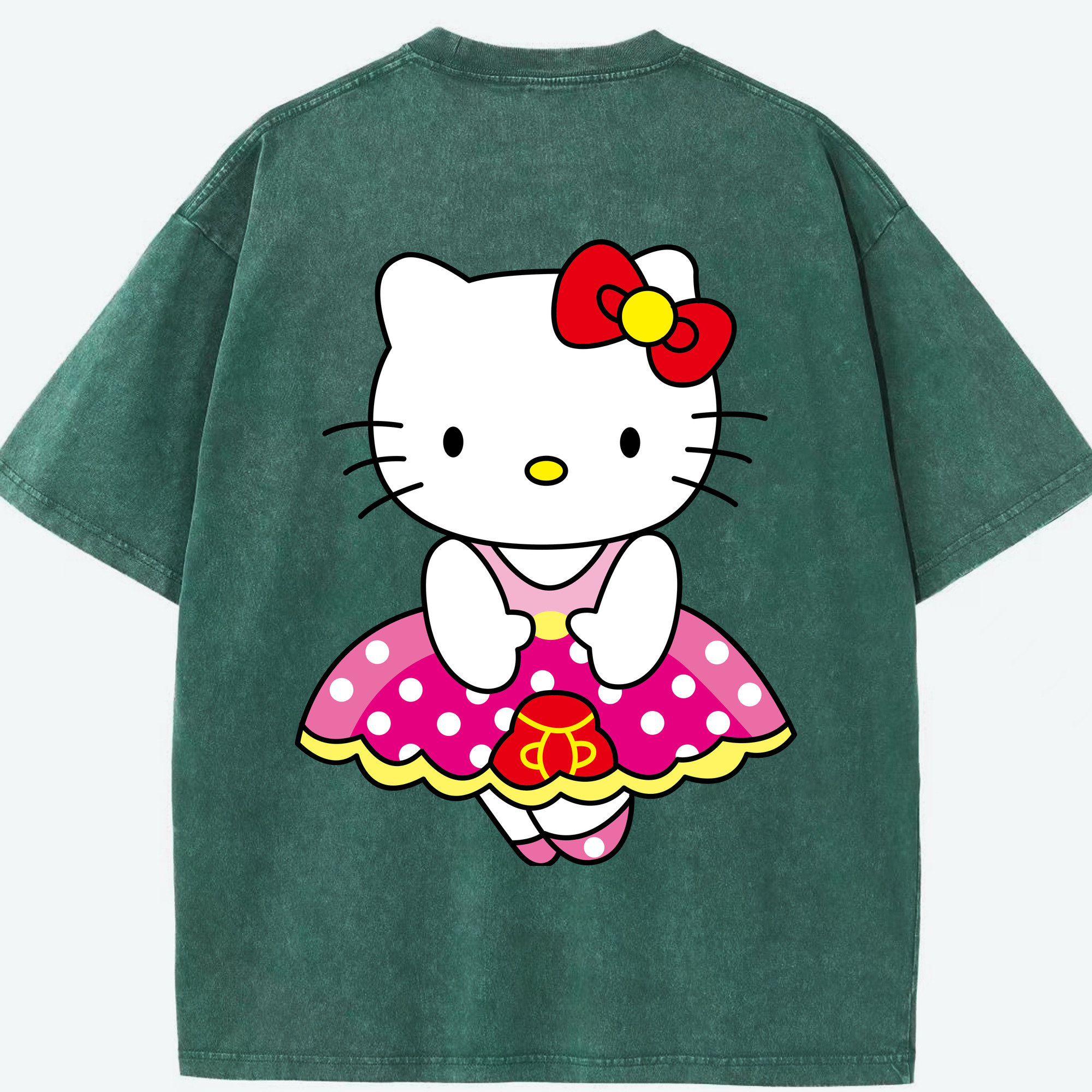 （画像用） Hello Kitty ハローキティ 綿100% ヴィンテージ風 半袖Tシャツ（背面プリント）
